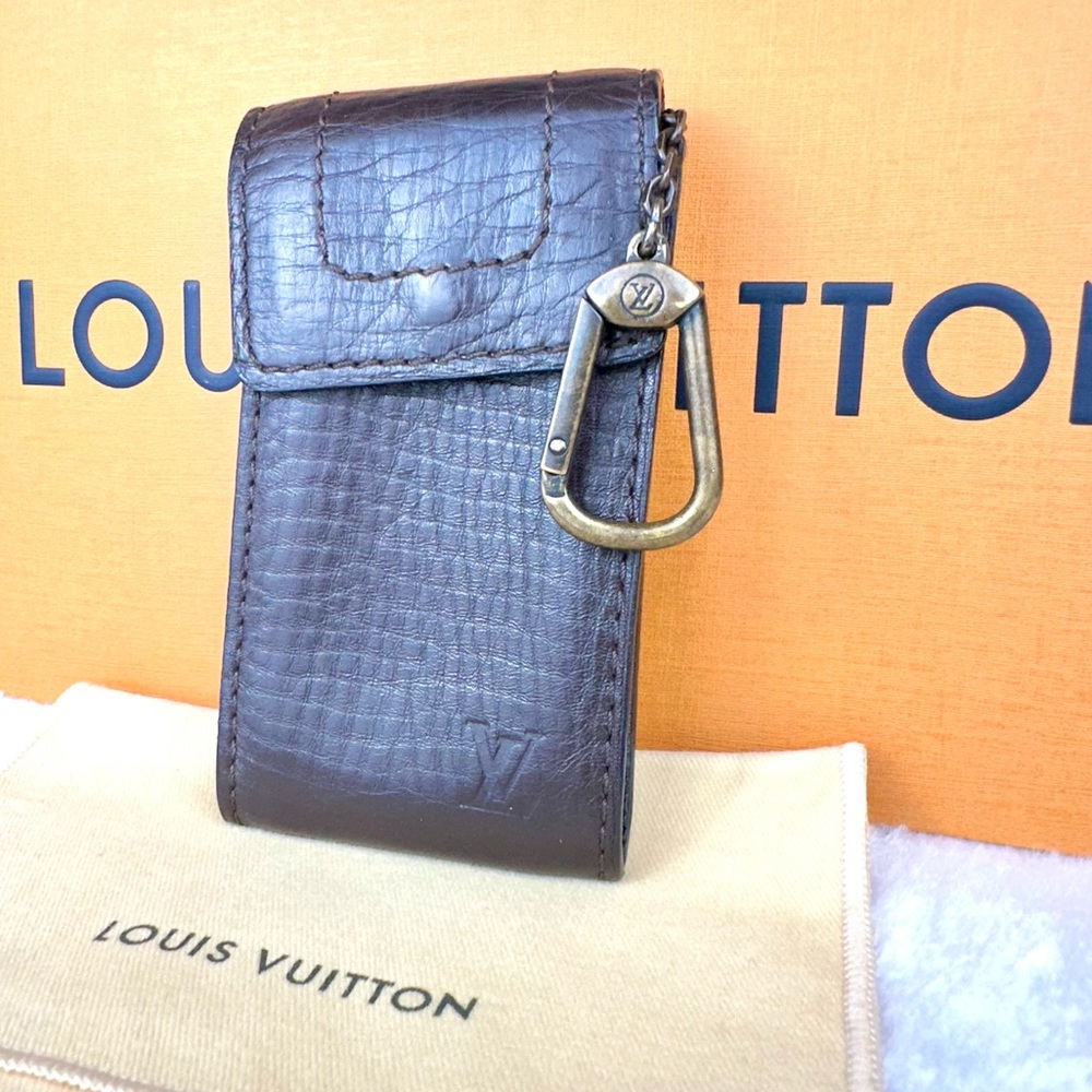 Louis Vuitton brown soft leather card ID holder keychain pouch - Picture 1 of 14
